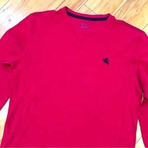 Express thermal waffle knit long sleeve shirt top oreppy Maroon red wome…